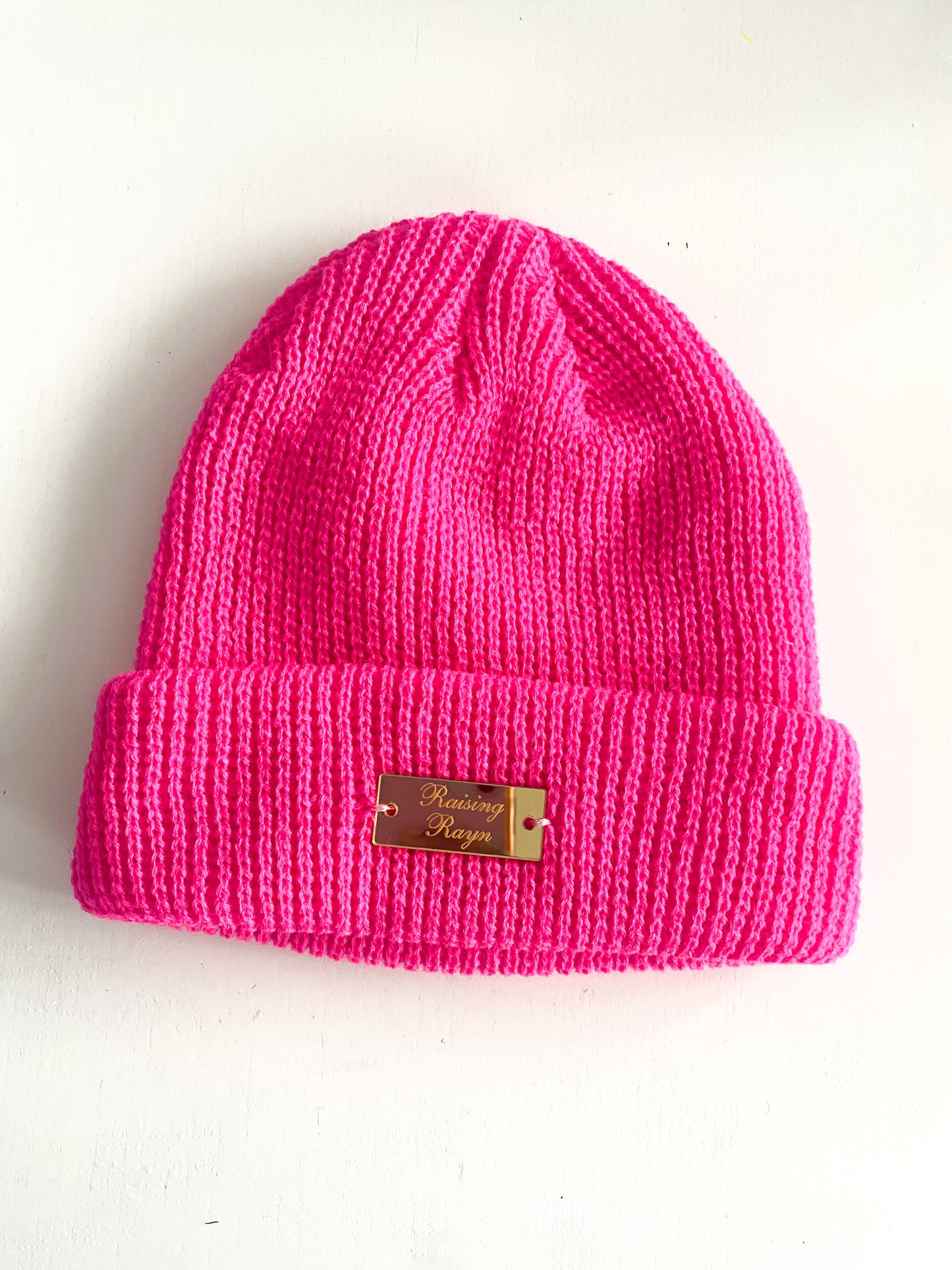 Hot pink Rust beanie hat