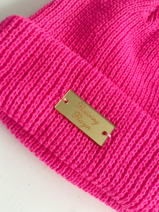 Hot pink Rust beanie hat